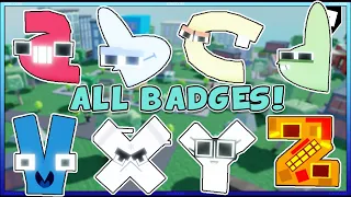 HOW TO FIND ALL 58 BADGES in [BABY LETTERS🎉] Find The Alphabet Lore Morphs [58| ROBLOX