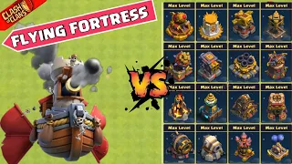 Max Flying Fortress Vs All Defences of Clan Capital l Clash of Clans l Clashflict