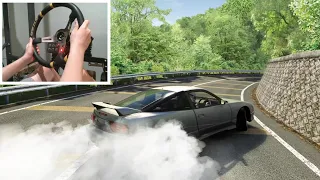 DRIFTING Abandoned Touge with Lenny's 180SX - Assetto Corsa 4K | Steering Wheel Gameplay
