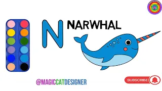 N for Narwhal let's draw and color this beautifull pet togheter and let's play