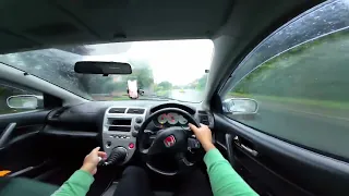 HONDA CIVIC TYPE R VS RAIN ( POV DRIVE ) RAIN ASMR