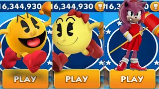 Sonic Dash - Pacman VS Ms.Pacman VS Warrior Amy _ Movie Sonic vs All Bosses Zazz Eggman