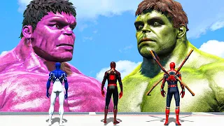 Purple Hulk and Hulk vs Team Spider Man - What If