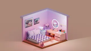 Miniature bedroom 3D Modeling in Blender part 1|CgLowPoly