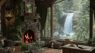 Soothing Rain & Cozy Fireplace Ambience | Enhanced Concentration, Pain Relief in a Tranquil Setting