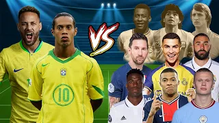 Ronaldinho Neymar VS New Old Legends Messi Ronaldo Pele Maradona Cruyff Mbappe Benzema Vini