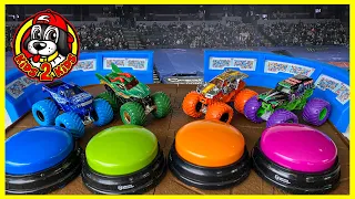 Monster Jam Toy Trucks - DON'T PUSH ZOMBIE'S BUTTON! (Monster Truck Videos for Kids: Funny Skit)