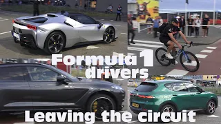 Formula 1 drivers leaving the circuit