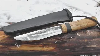 Обзор и тесты якутского ножа мастерской Самойлова В.М, сравнение с финкой
