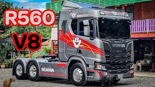 รีวิวและฟังเสียง Scania R560 v8 หัวลากเพลาเดียว คันแรกและคันเดียวในไทยในตอนนี้ ลากแทงค์ยางมะตอย