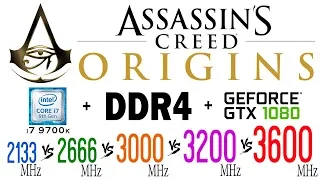 Assassin's Creed Origins on DDR4 2133 MHz, 2666 MHz, 3000 MHz, 3200 MHz, 3600 MHz