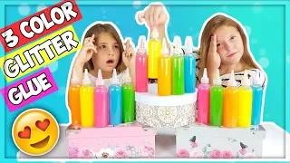 3 COLORS OF GLITTER GLUE MYSTERY BOX SLIME CHALLENGE!! francais