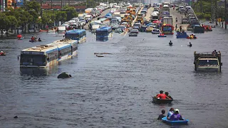 Bangkok completely flooded. Flooding in Thailand due to heavy rain.  Natural Disasters. Bad Weather