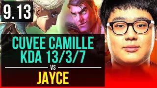 CuVee CAMILLE vs JAYCE (TOP) | KDA 13/3/7, Legendary | Korea Challenger | v9.13