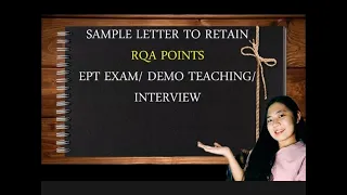 SAMPLE LETTER TO RETAIN RQA POINTS FOR TEACHER I APPLICANTS