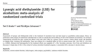 Lysergic acid diethylamide LSD for alcoholism meta analysis, Journal of Psychopharmacology 2012