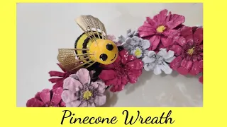 Pinecone Honey Bee Flower Wreath Tutorial Spring DIY Craft Decor Crafting With Ollie