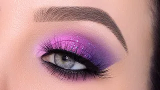 HOW TO Purple Glitter Smokey Eye Makeup tutorial
