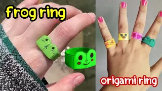 how to make diy frog ring 🐸/paper frog ring /Origami / ring paper/صنع خاتم بالورق /ألعاب بالورق