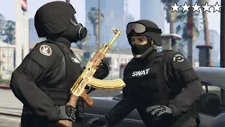 GTA 5 - BAD SWAT Michael vs Five Star Cop Battle at GROVE STREET! (Crazy Police Chase)