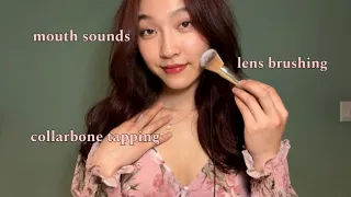 ASMR Lots of Mouth Sounds + Visual Triggers 💓 Collarbone Tapping, Lens Brushing
