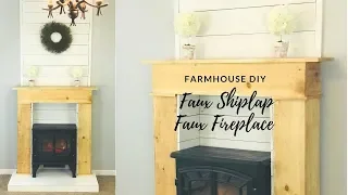 DIY FAUX FIREPLACE WITH FAUX SHIPLAP