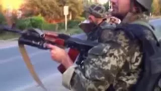 Лутугино. Обстрел укро-карателями здания милиции / Shelling Ukrainian punitive police building