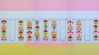 Princess Peach Peaches Bowser Mario Bros Luigi Toad together in a puzzle games tube diy