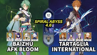 C0 Baizhu AFK Bloom and C0 Childe International - Spiral Abyss 4.6 Floor 12 9 Stars