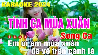 Tình Ca Mùa Xuân Karaoke Song Ca (F#m) Nhạc Sống | Trung Hiếu