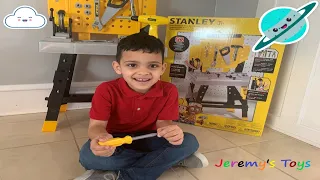 Assembling and playing with STANLEY jr Mega Power N' Workbench.