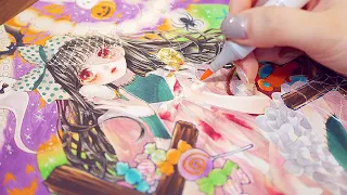 【コピック】ハロウィン🎃おばけな女の子描いてみた/ Drawing Halloween zombie girl【アナログ】