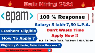 EPAM Off Campus Driver 2021 || Salary 6 LPA || Any Branch || 2020 2021 eligible | Techsolmech