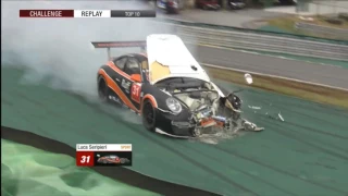 Porsche Império GT3 Cup Challenge Brazil 2017. Qualifying Autódromo de Interlagos. Hard Crash