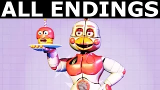 FNAF 6 - ALL ENDINGS - Freddy Fazbear's Pizzeria Simulator All Possible Ending Outcomes