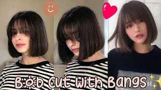 BOB CUT with bangs ✁ (bobcut) - TUTORIAL [StepbyStep]⚘ #new