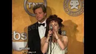 Helena Bonham Carter has a problem with the microphone