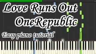 Love Runs Out - OneRepublic - Very easy and simple piano tutorial synthesia cover planetcover