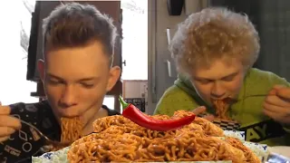 Wir essen die SCHÄRFSTEN NUDELN der Welt 🌶🔥🍜 [ESKALIERT] 🧨 • MUKBANG •