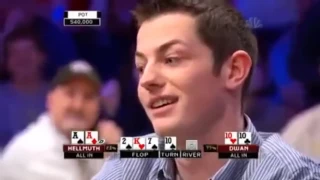 Tom Dwan Bad Beats Phil Hellmuth with AA and Phil gets angry