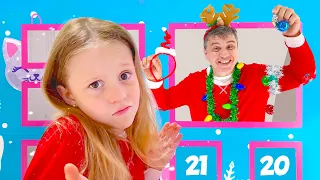 Nastya and dad open the advent calendar and complete the Christmas to-do list