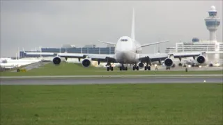 Qatar B777 & Atlas B 747 &  Emirates A 380 Take off @Polderbaan  @AMS-Schiphol