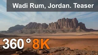 360 video, Wadi Rum Desert, The Valley of the Moon, Jordan. 8K aerial video