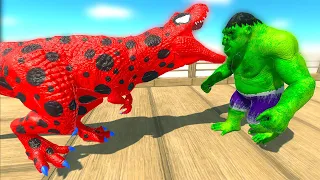 LADYBUG T-REX vs HULK GORO DEATH RUN - Animal Revolt Battle Simulator ARBS