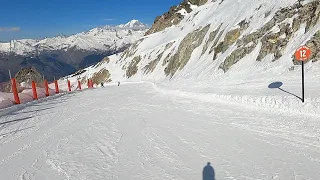 GoPro HD POV skiing Red Grand Renard near Arc 1800 Transarc lift - Les Arcs (Paradiski) - Mar 2023