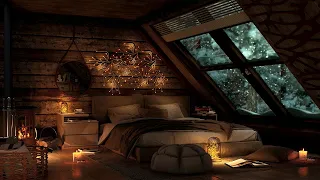 Deep Sleep In A Cozy Winter Cabin Ambience 🌙 Fall Asleep To Falling Snow And Crackling Fire Sounds