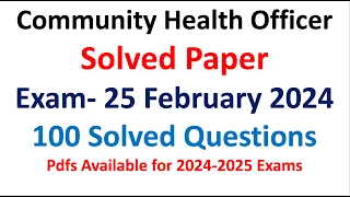 25 February 2024 Solved Community Health officer Official CHO paper  2024 #CHO2024answerkey