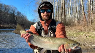 Ithaca New York inlet. Rainbow Trout fishing in April. ￼