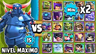 PEKKA NVL 15 vs TODAS LAS CARTAS x2 al MINIMO | CLASH ROYALE