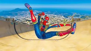 GTA 5 SPIDERMAN Ragdolls Compilation (Falling Ragdoll, Car Crash, Bike Stunt, Water Ragdoll)